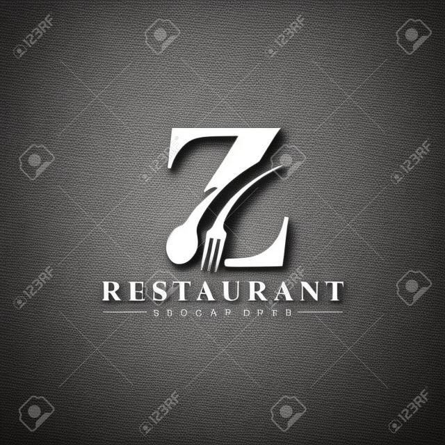 Initial Letter Z Logo with Spoon And Fork for Restaurant logo Template. Editable file EPS10.