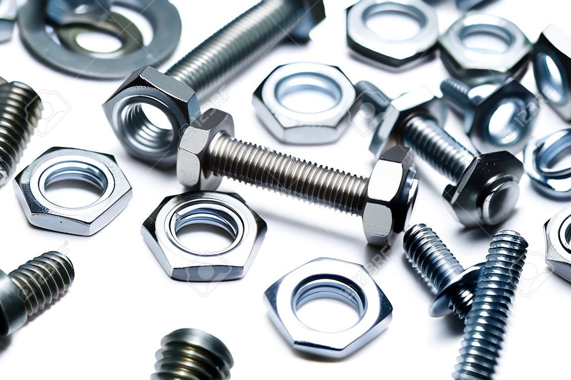 Assorted nuts and bolts close-up  