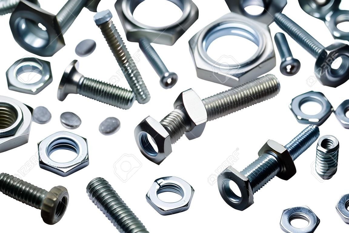 Assorted nuts and bolts close-up  