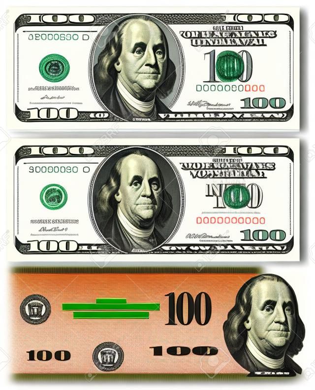 Vector 100 Dollar bill with easy removable elements 