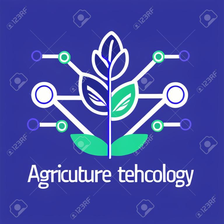 Tecnologia agrícola, agricultura inteligente, haste da planta, conceito de inovação, solução de automação, controle de crescimento, melhoria de culturas, ícone de linha vetorial
