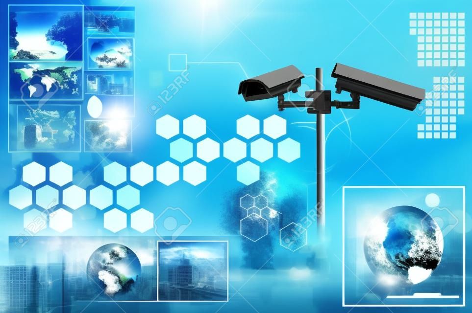 CCTV ou vigilância com camada de tela de tecnologia
