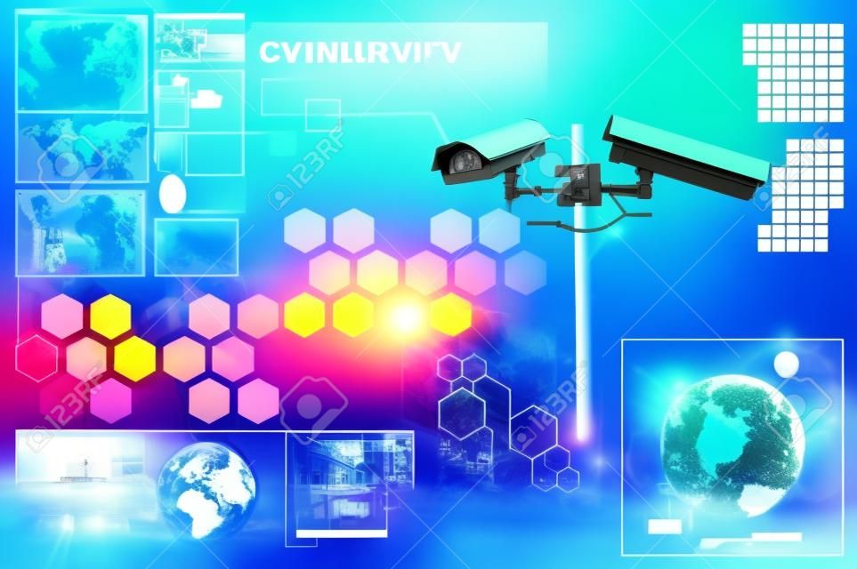 CCTV ou vigilância com camada de tela de tecnologia
