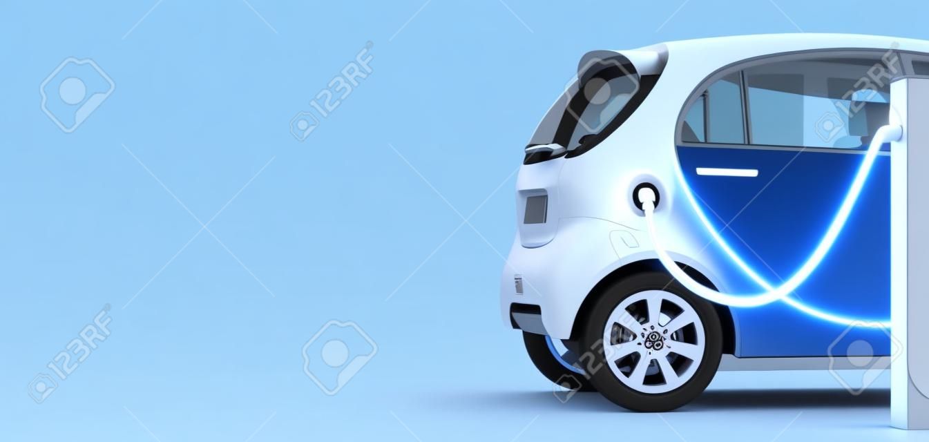 Stromversorgung zum Laden von Elektroautos. Ladestation für Elektroautos. 3D-Rendering-Abbildung