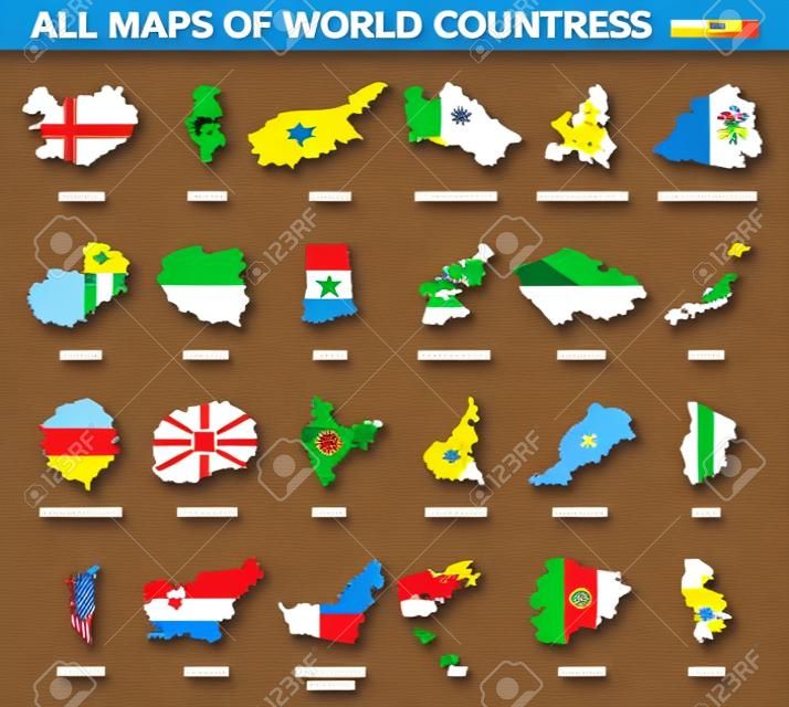 Coleção de bandeiras de países do mundo com nomes