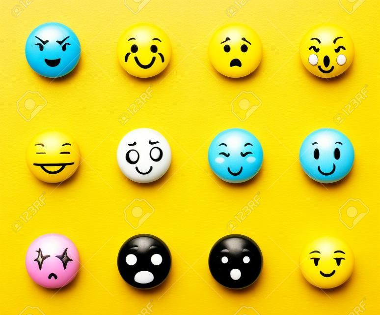 Beautiful happy yellow anime smiley in a small set of
