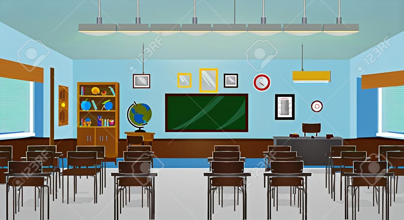 Ilustracja wektorowa tematu edukacji i lekcji w klasie szkolnej