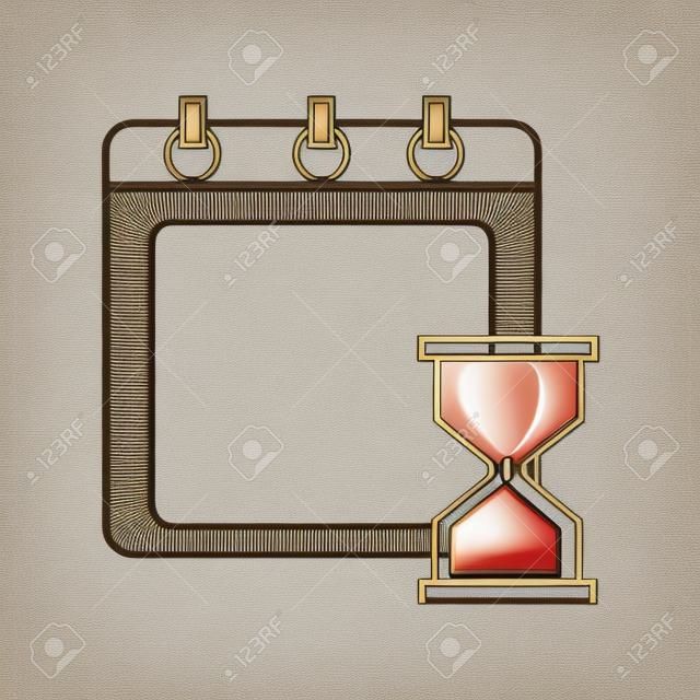 Calendar with hourglass illustration