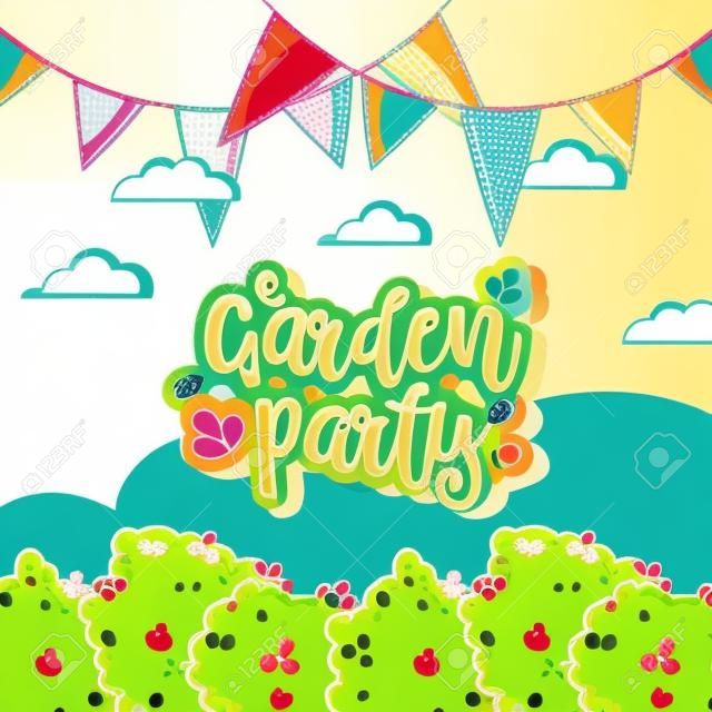 Garden party celebration cute cartoons vector illustration graphic design