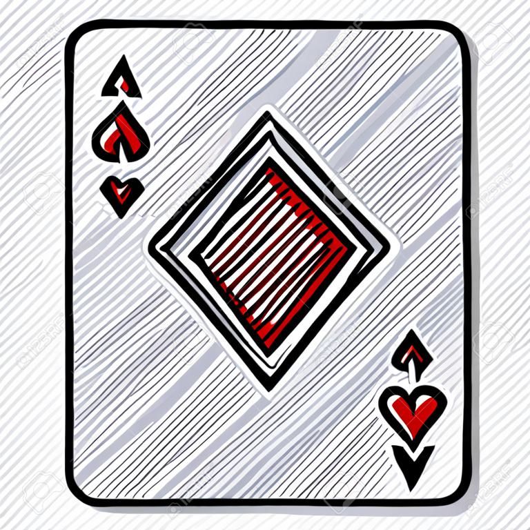 Doodle A von Diamonds Poker Card Game Vector Illustration