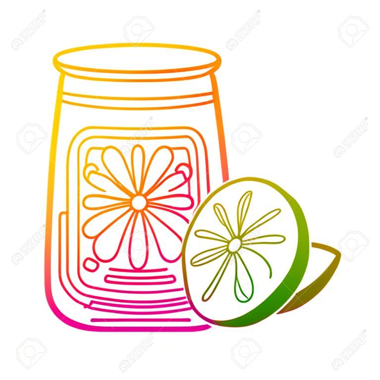 Zdegradowana linia zdrowy sok z cytryny i ogórka w ilustracji wektorowych słoika