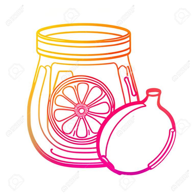 degraded line healthy lemon and cucumber juice in the jar vector illustration