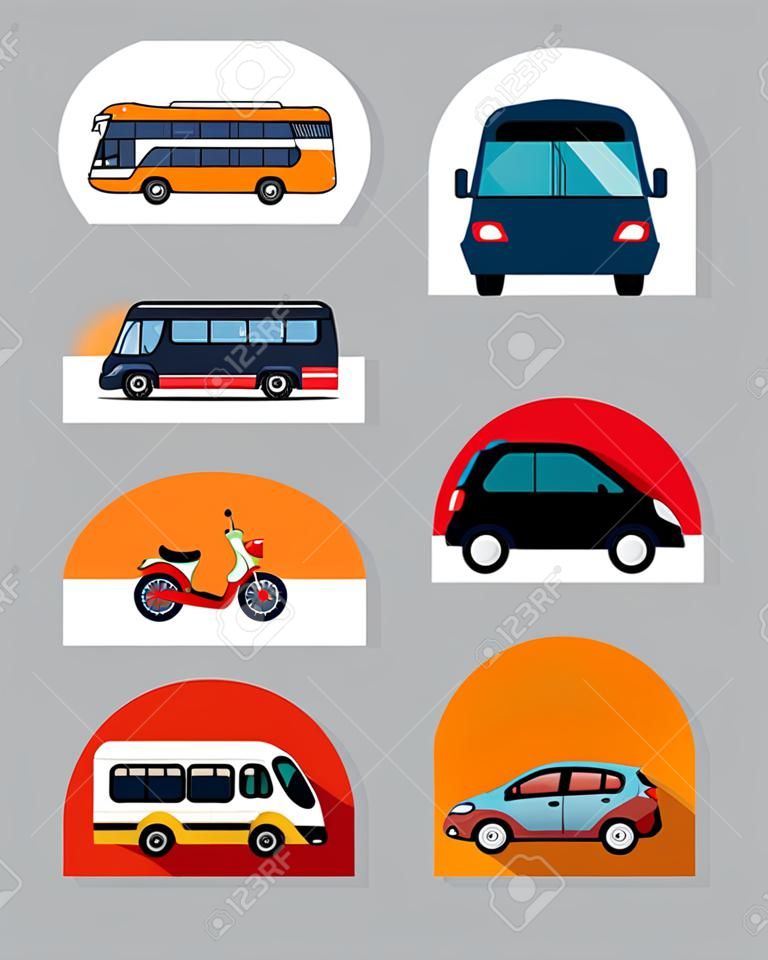 ÖPNV-Fahrzeuge Symbol Vektor Illustration