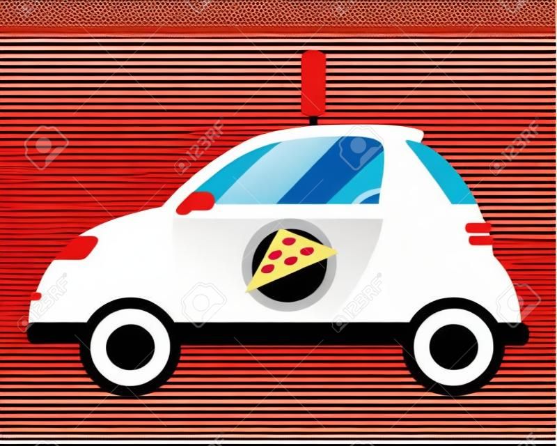 Livraison pizza voiture icône isolé vector illustration graphic design