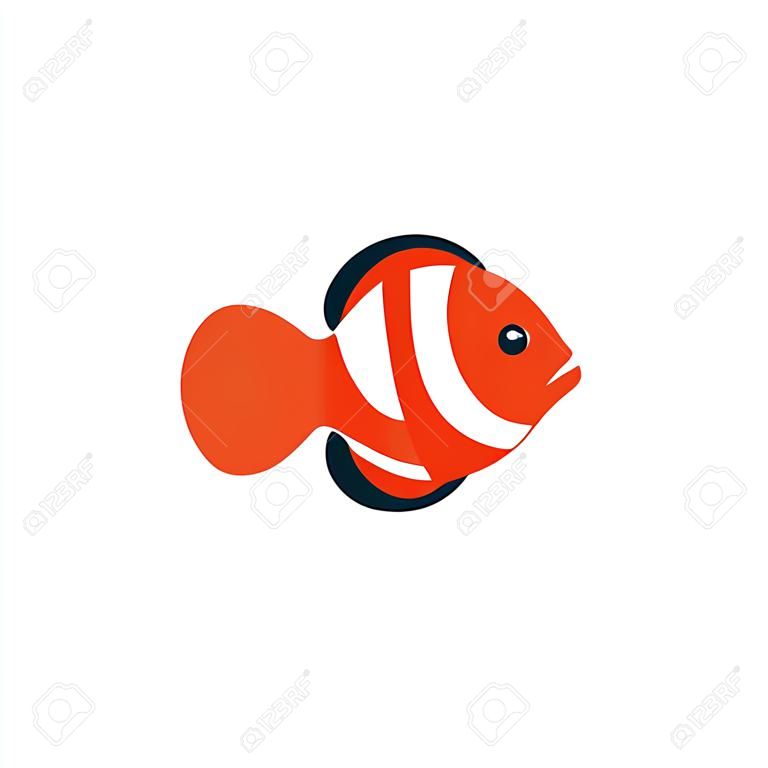 vie marine, animal de faune de mer de dessin animé de poisson clown sur fond blanc