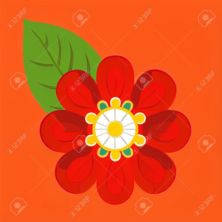 red flower and leaves