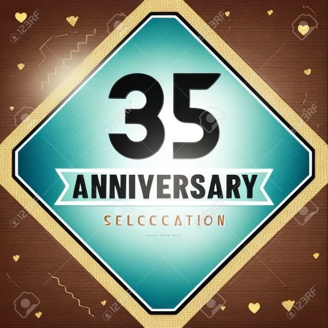 35 years anniversary greetings card, 35 anniversary celebration background free vector.