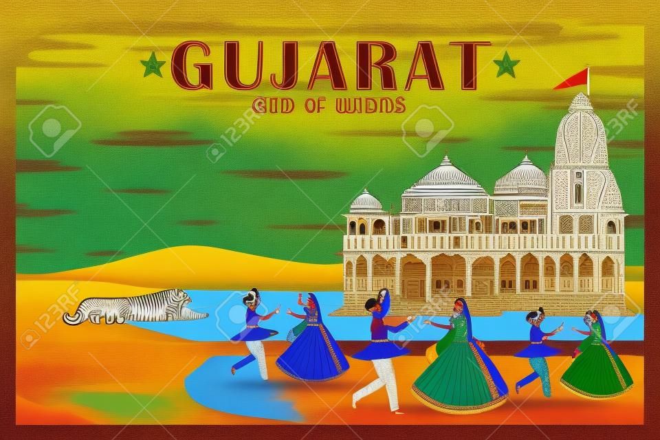 ilustración que representa la cultura de Gujrat, India