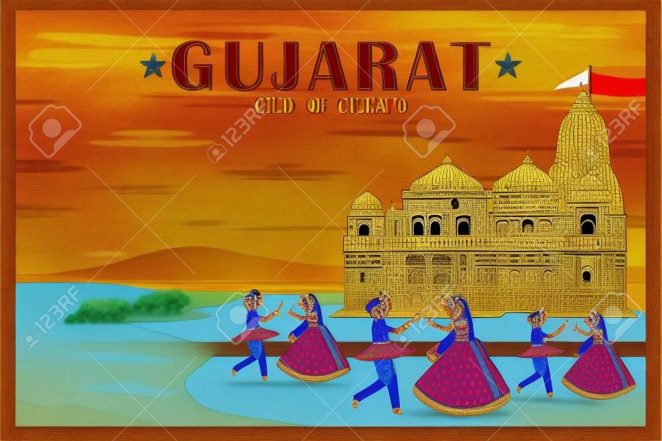 ilustración que representa la cultura de Gujrat, India