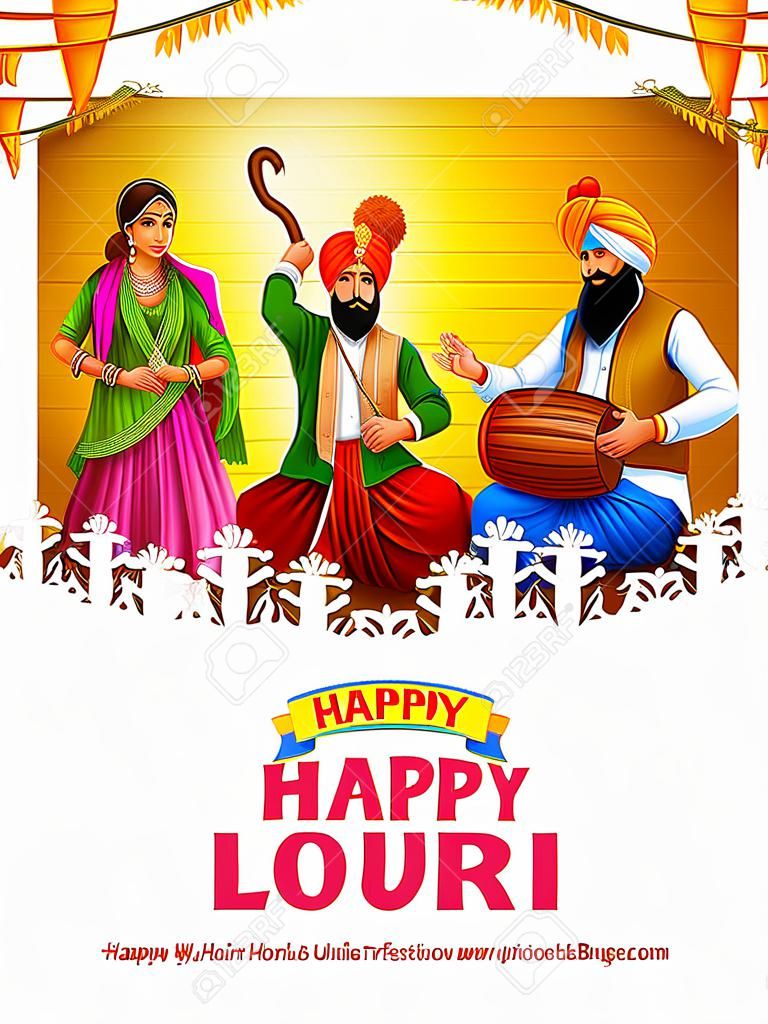 Ilustração do fundo feliz feriado de Lohri para o festival de Punjabi