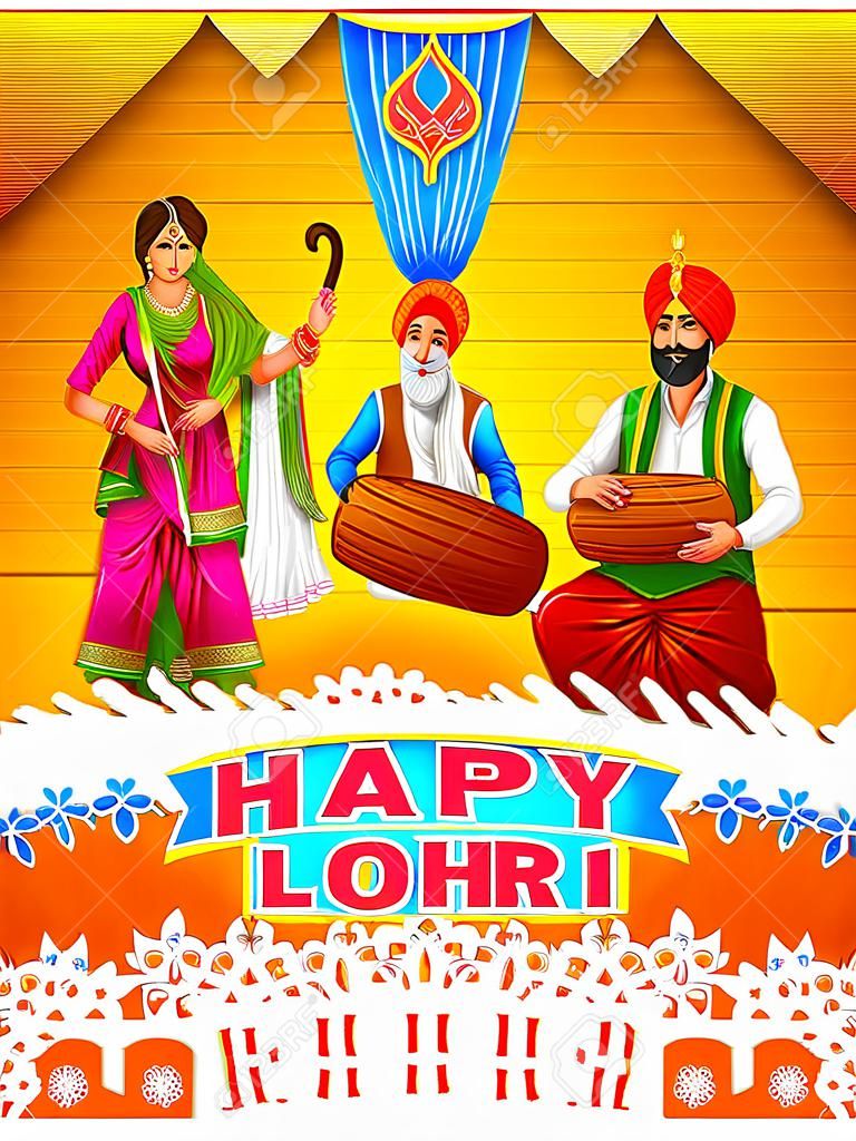 Ilustração do fundo feliz feriado de Lohri para o festival de Punjabi