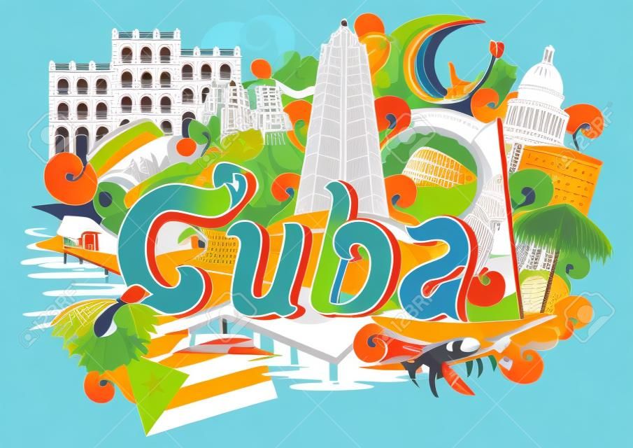 vector illustration of Doodle showing Architecture and Culture of  Cuba