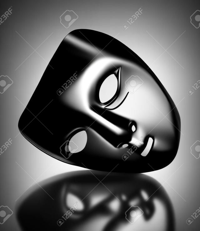 Black plastic mask isolated on white with natural reflection.