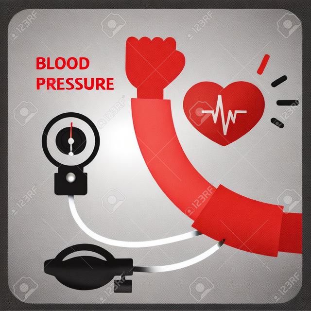 Poster de medição da pressão arterial - mão e esfigmomanômetro