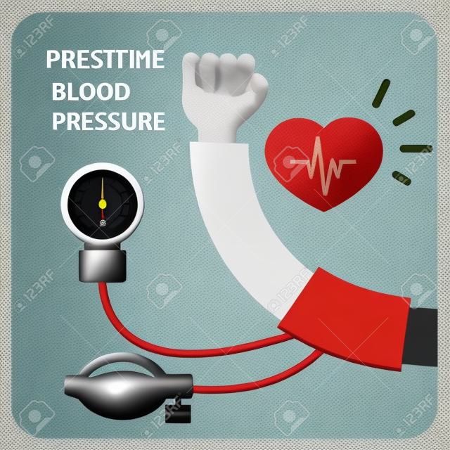 Affiche de mesure de la pression artérielle - main et sphygmomanomètre