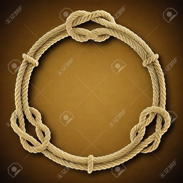 Gedrehtes Seil Kreis - runder Rahmen mit Knoten