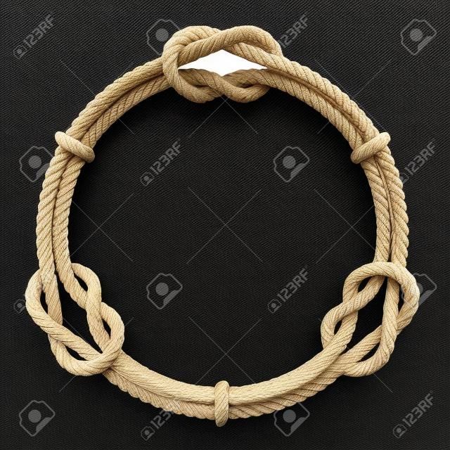 Twisted rope circle - round frame with knots