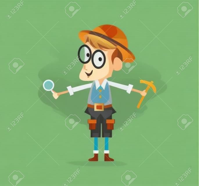 Vector Creative Illustration Character archaeologist cute, you can use for website icon, mobile UI or business character.