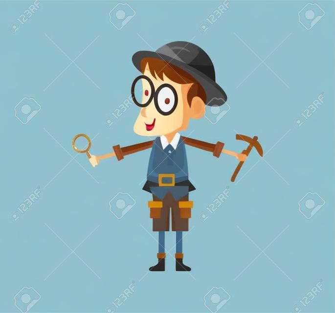 Vector Creative Illustration Character archaeologist cute, you can use for website icon, mobile UI or business character.