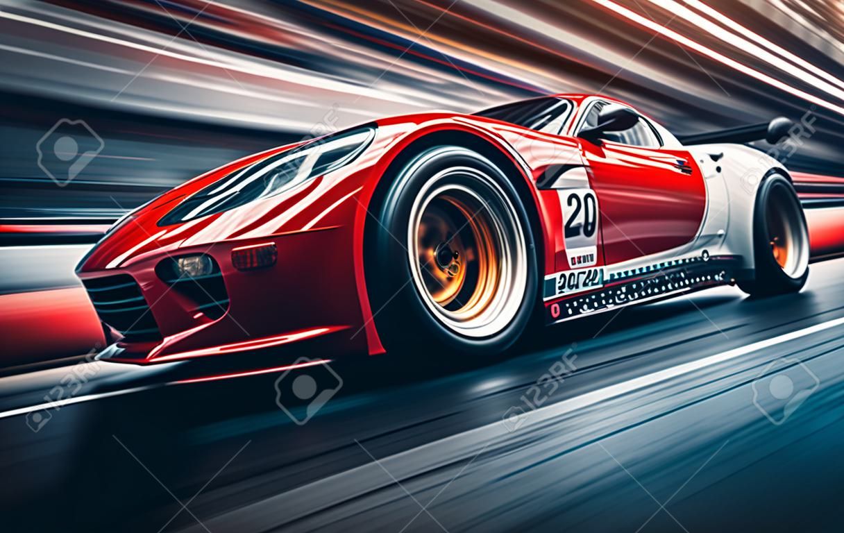 Racing Red Sports Car On Track With Motion Blur. Generative AI. High  Quality Illustration Фотография, картинки, изображения и сток-фотография  без роялти. Image 202628463