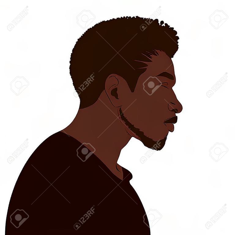 Portrait de vue de côté homme afro-américain avec illustration d'art vectoriel coiffure quiff isolé