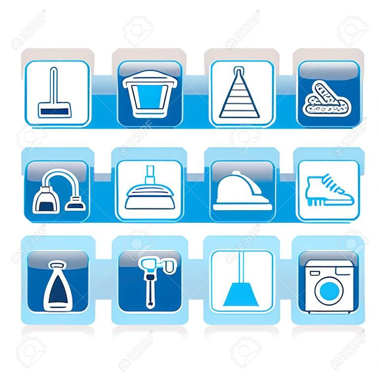 cones de limpeza e higiene - conjunto de ícones vetoriais