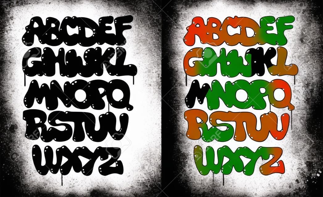 Black and white bubble graffiti font vector