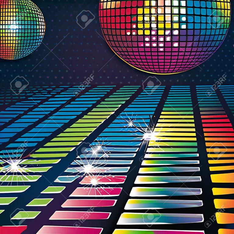 Ilustração vetorial do fundo abstrato do partido com bola de discoteca