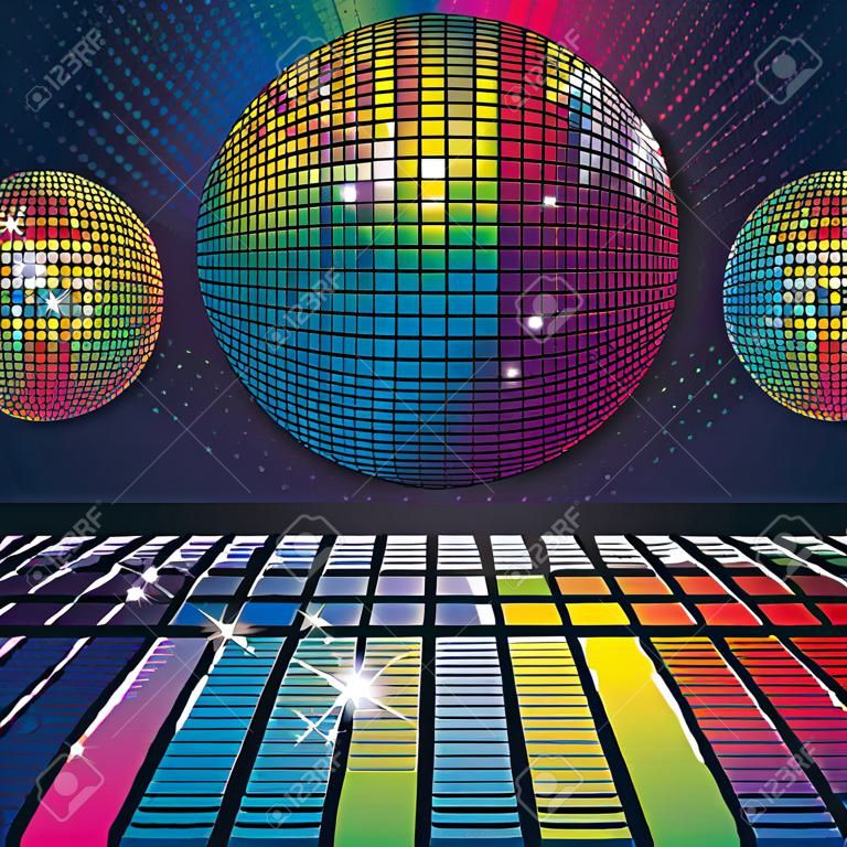 Vector illustration of abstract party background with disco ball