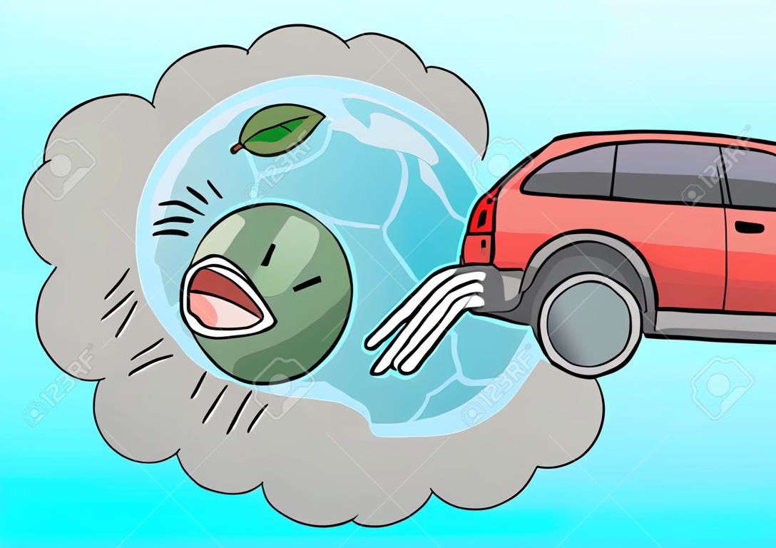 車の排気ガス。