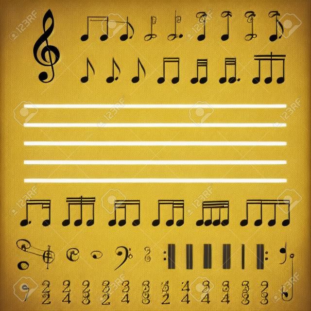 L'illustrazione di note musicali e numeri