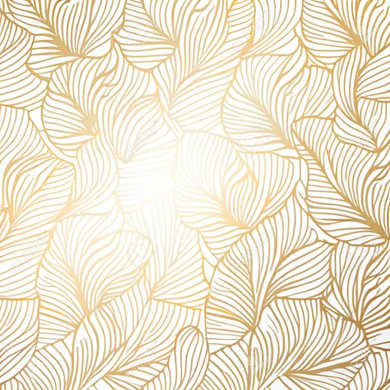 锦缎无缝花卉图案的壁纸插画矢量EPS 10皇家金叶子的背景