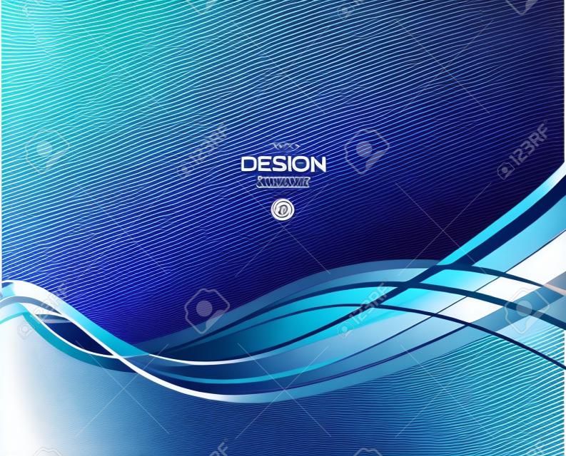 Abstract vector background, blue transparent waved lines.