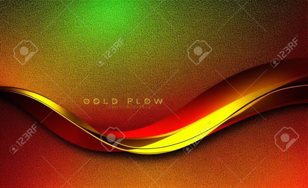Ondas douradas abstratas. Elemento brilhante do projeto das linhas moventes douradas com efeito do brilho no fundo escuro para o cartão e o voucher do disqount.