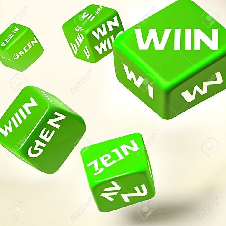 Win Green Dice Representing Triumph And Success