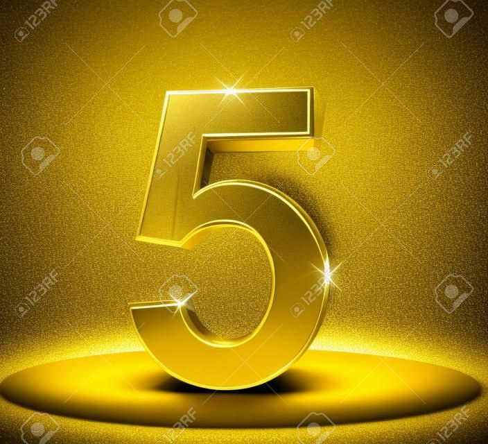 Gold 5th 3d Number Closeup Representing Anniversary Or Birthdays