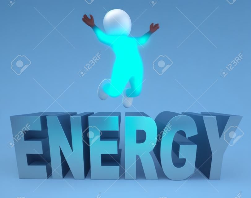 エネルギー動力を与えられた文字とエネルギッシュな 3 d レンダリングを意味文字