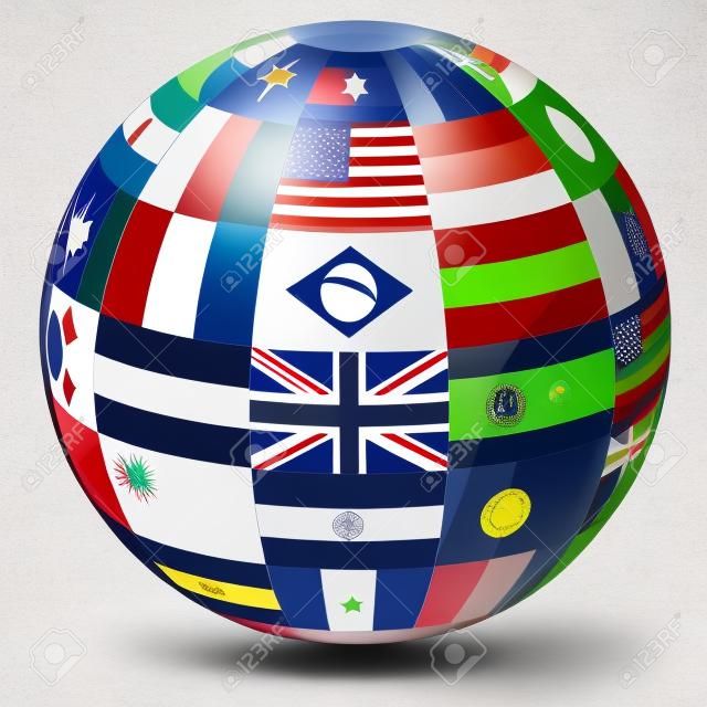 World globe formed by international flags
