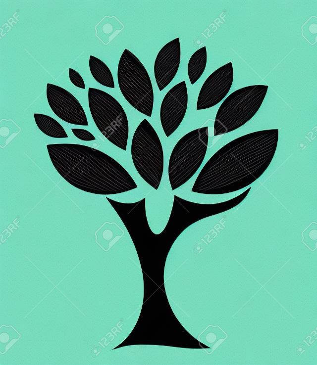 Árbol simbólico con sencillo hojas ilustración
