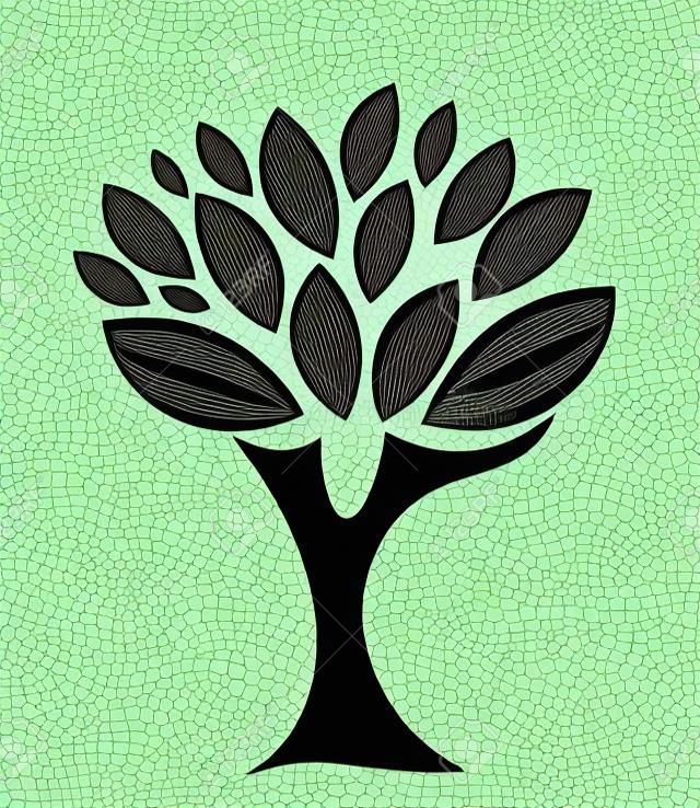 Symboliczne drzewa z pojedynczym opuszcza ilustracji